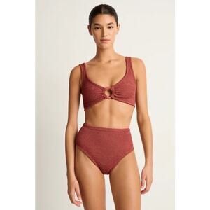 Hunza G Nadine Bikini Tonal Hoops High Waist Bikini Two Piece One Size